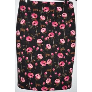 White House Black Market Multicolor Floral Lined Straight Pencil Skirt Size 8
